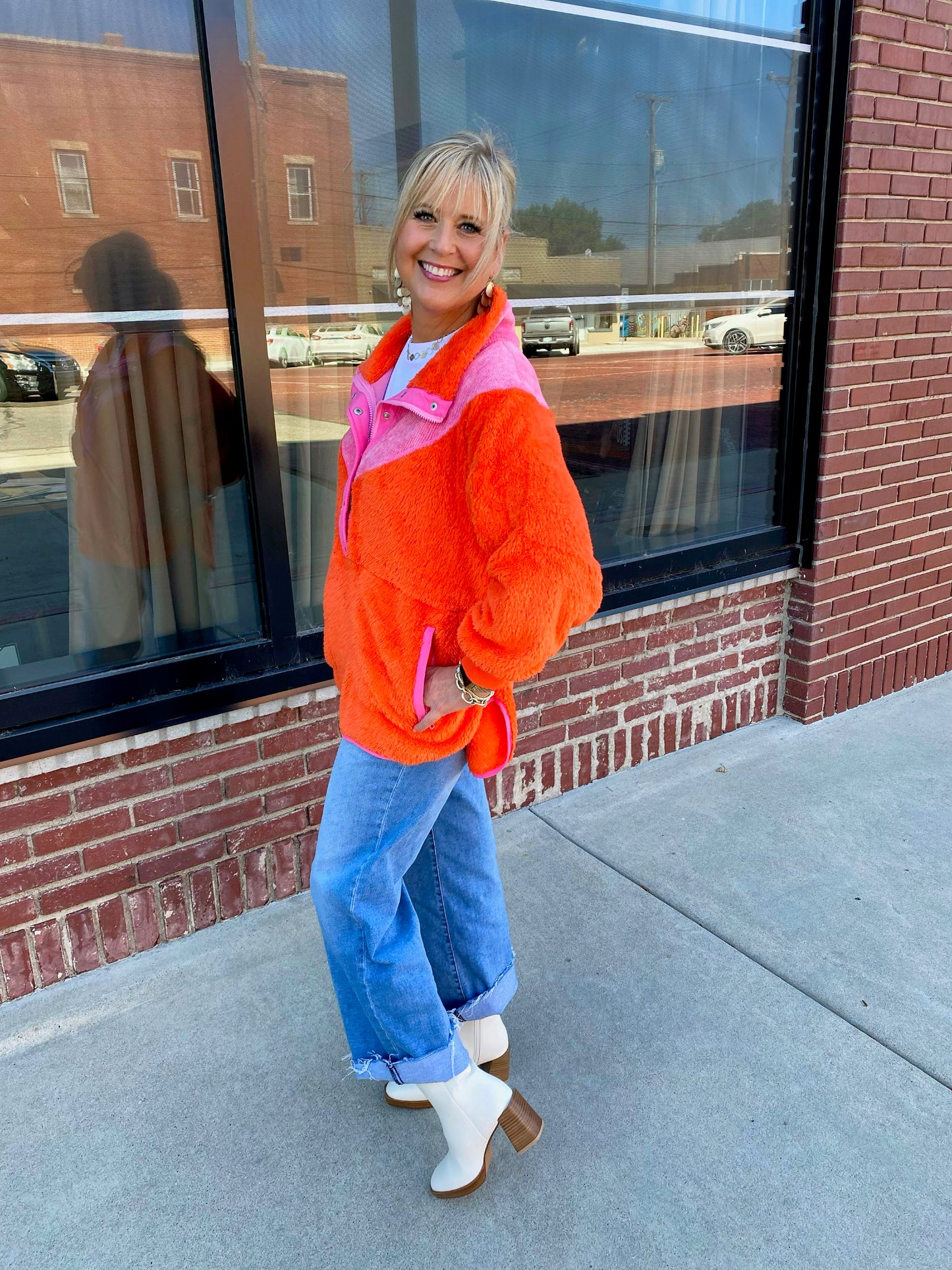 Electric Orange / Pink Pullover Jacket