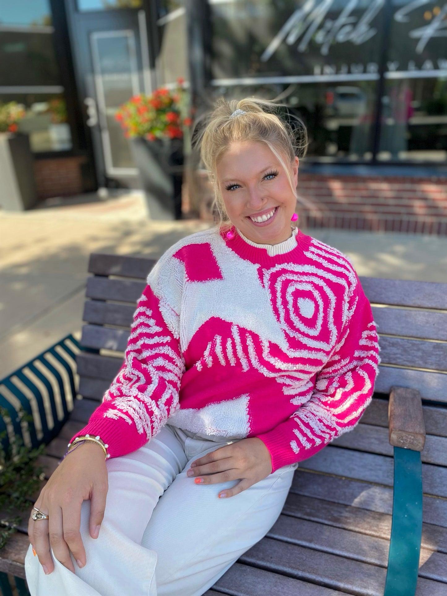 Strawberries & Cream Chunky Knit Patterned Sweater