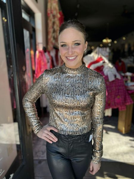 Shimmery Snake Mock Neck