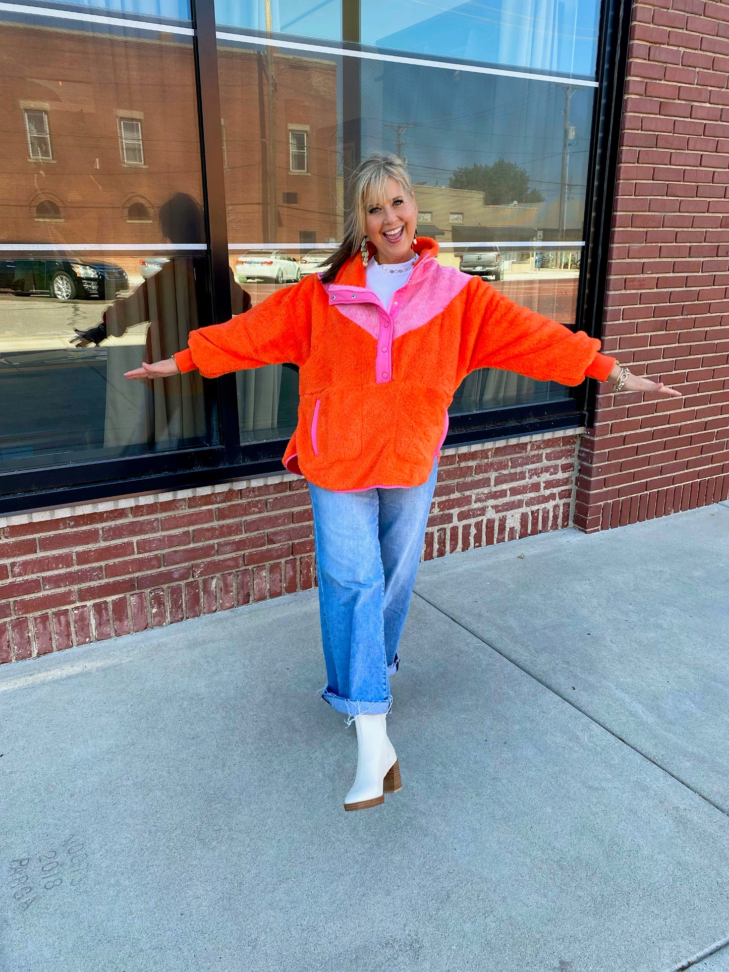 Electric Orange / Pink Pullover Jacket