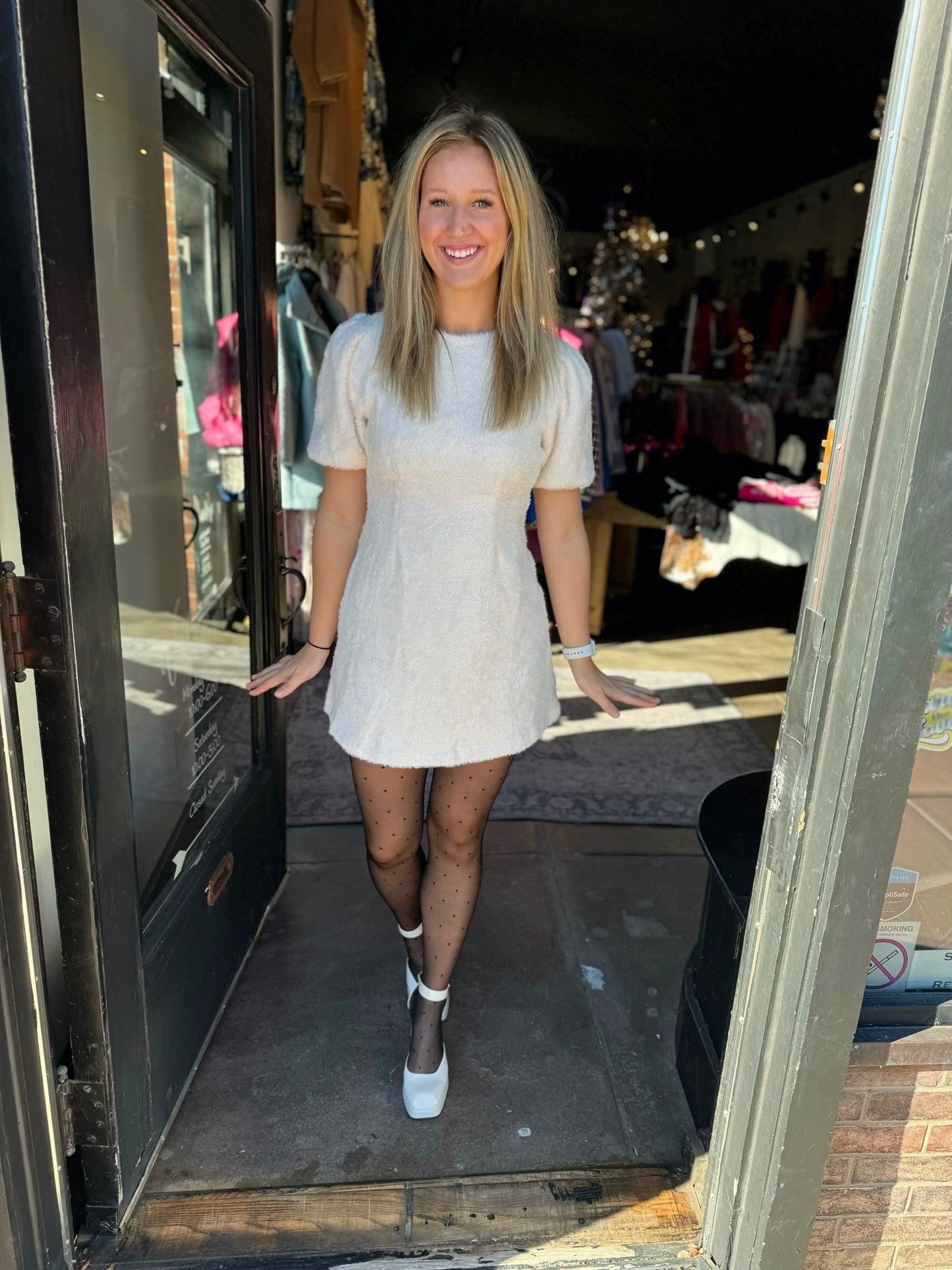 Winter Wonderland Ivory Mini Dress