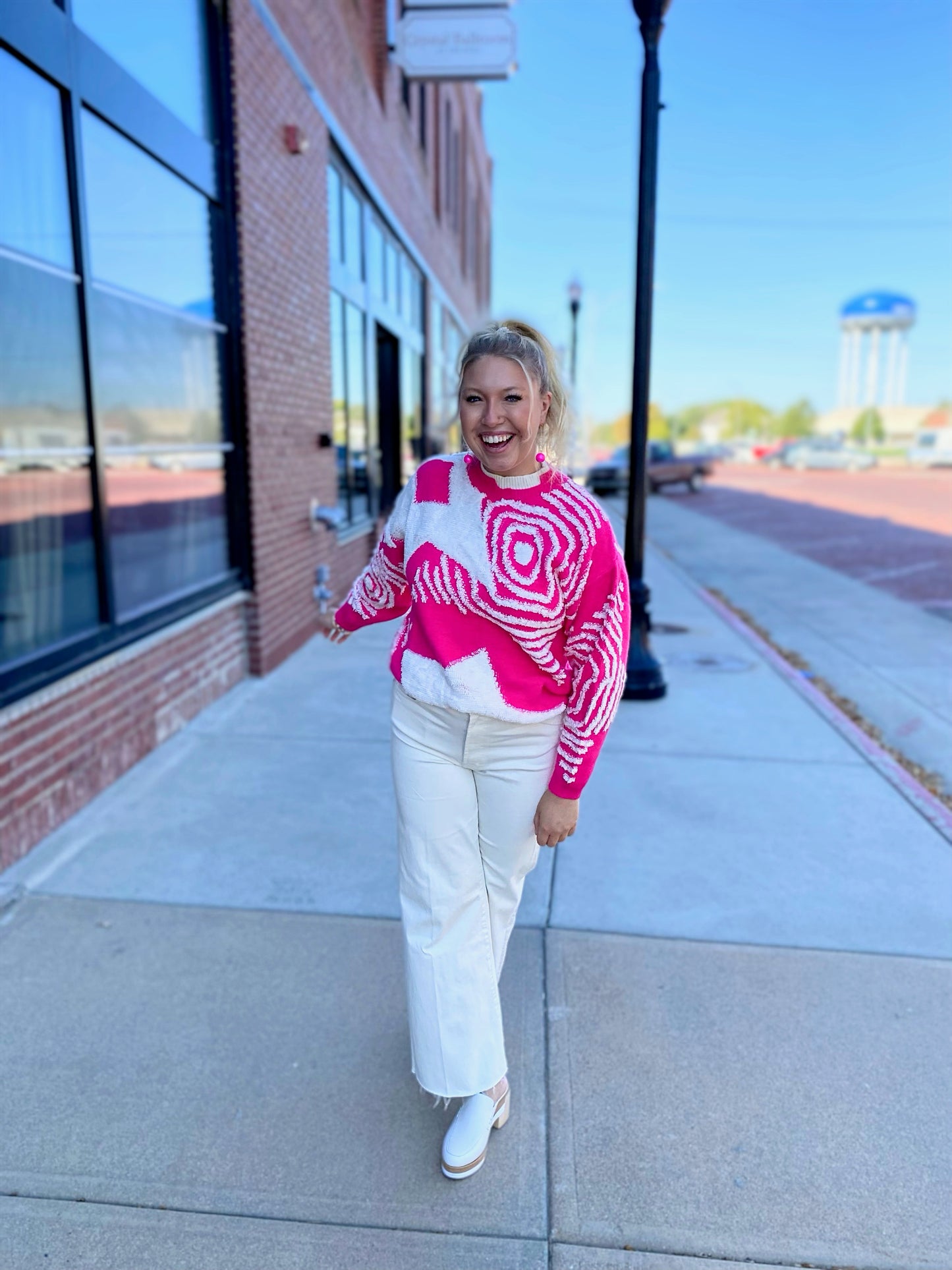 Strawberries & Cream Chunky Knit Patterned Sweater
