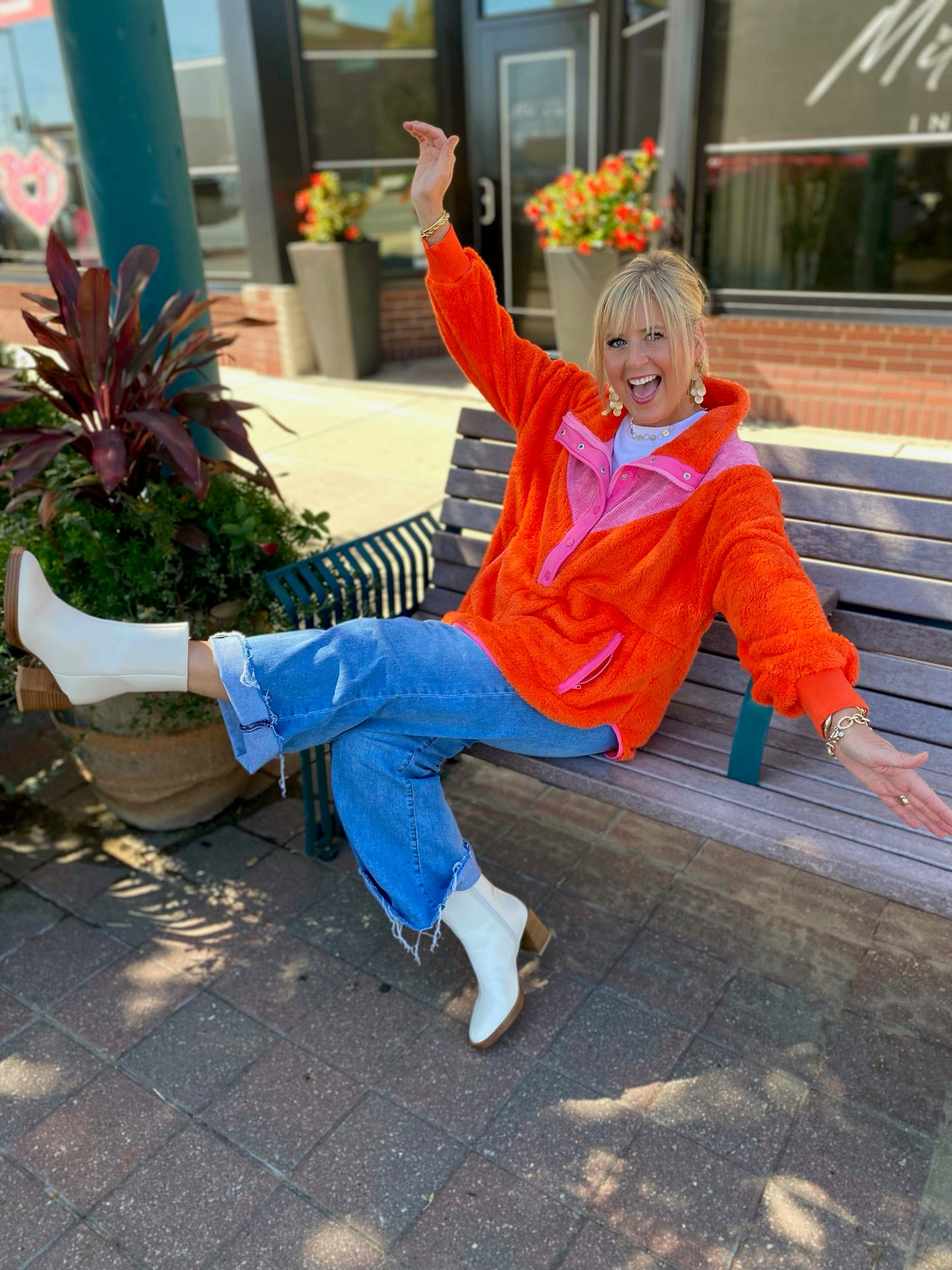 Electric Orange / Pink Pullover Jacket