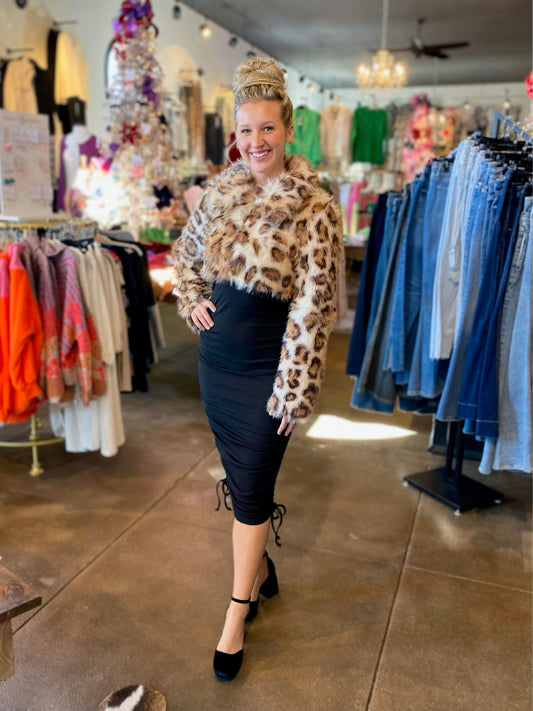 Walking On The Wild Side Leopard Fur Jacket Cropped