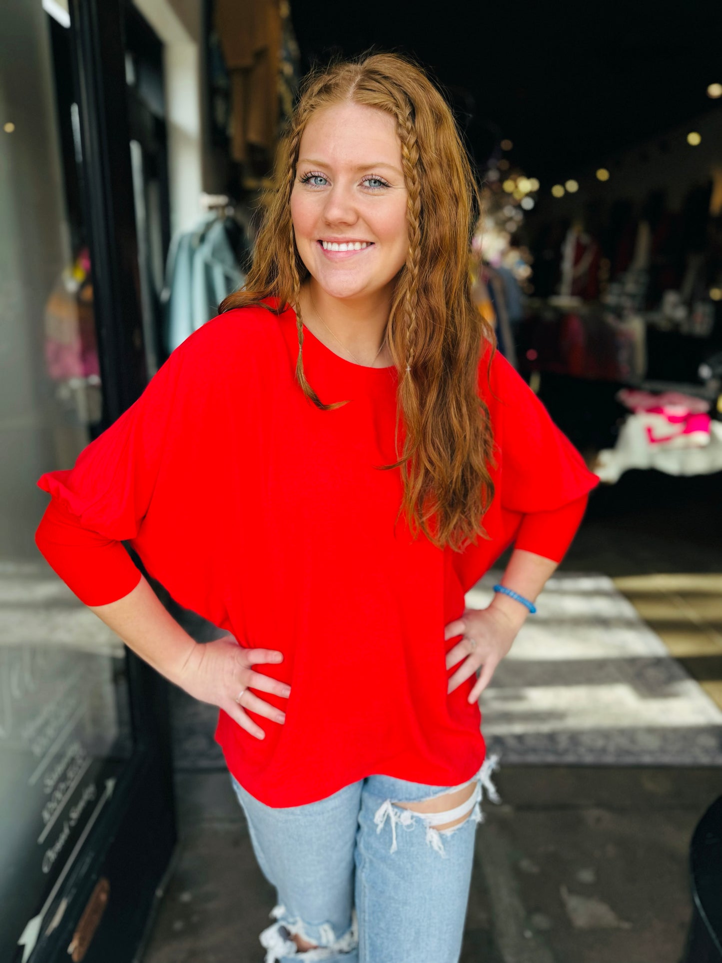 Ivy Jane Red Dolman Sleeve