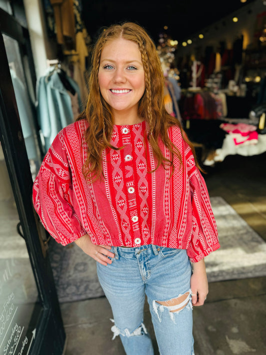 Ivy Jane Red Jacquard Stripe Jacket
