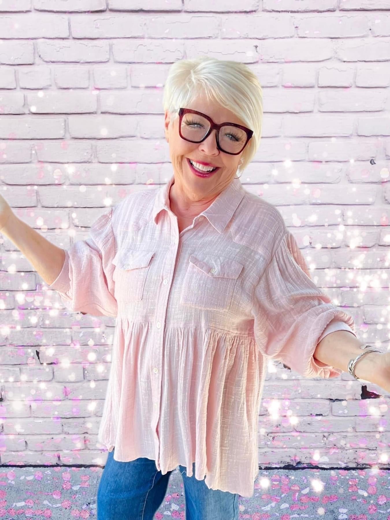 Ivy Jane pink peplum gauze jacket