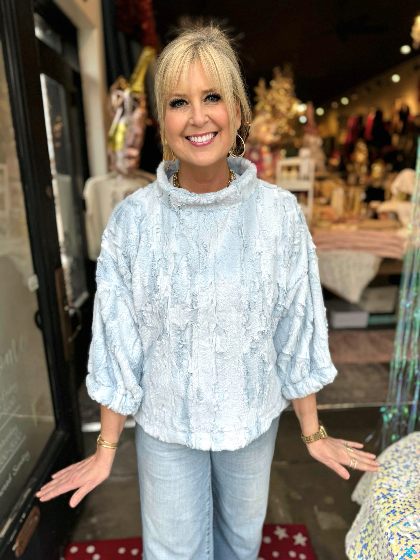 Ivy Jane Powder Poof Sleeve Fur Popover