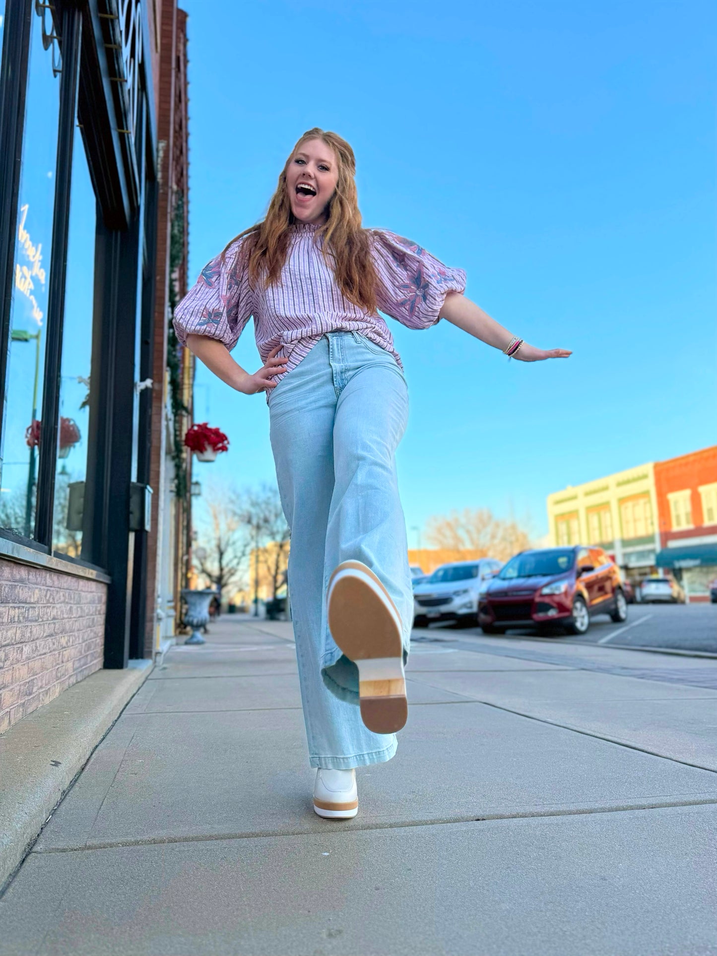 Ivy Jane Seersucker Floral Top Lilac