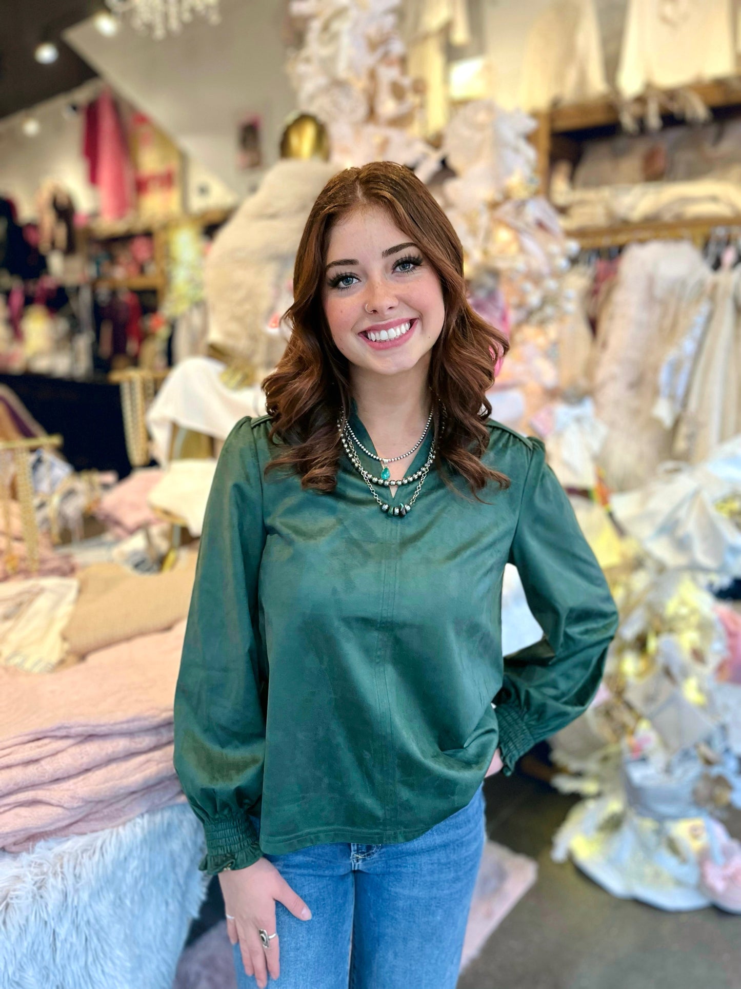 Ivy Jane Hunter Long Sleeve Suede Top