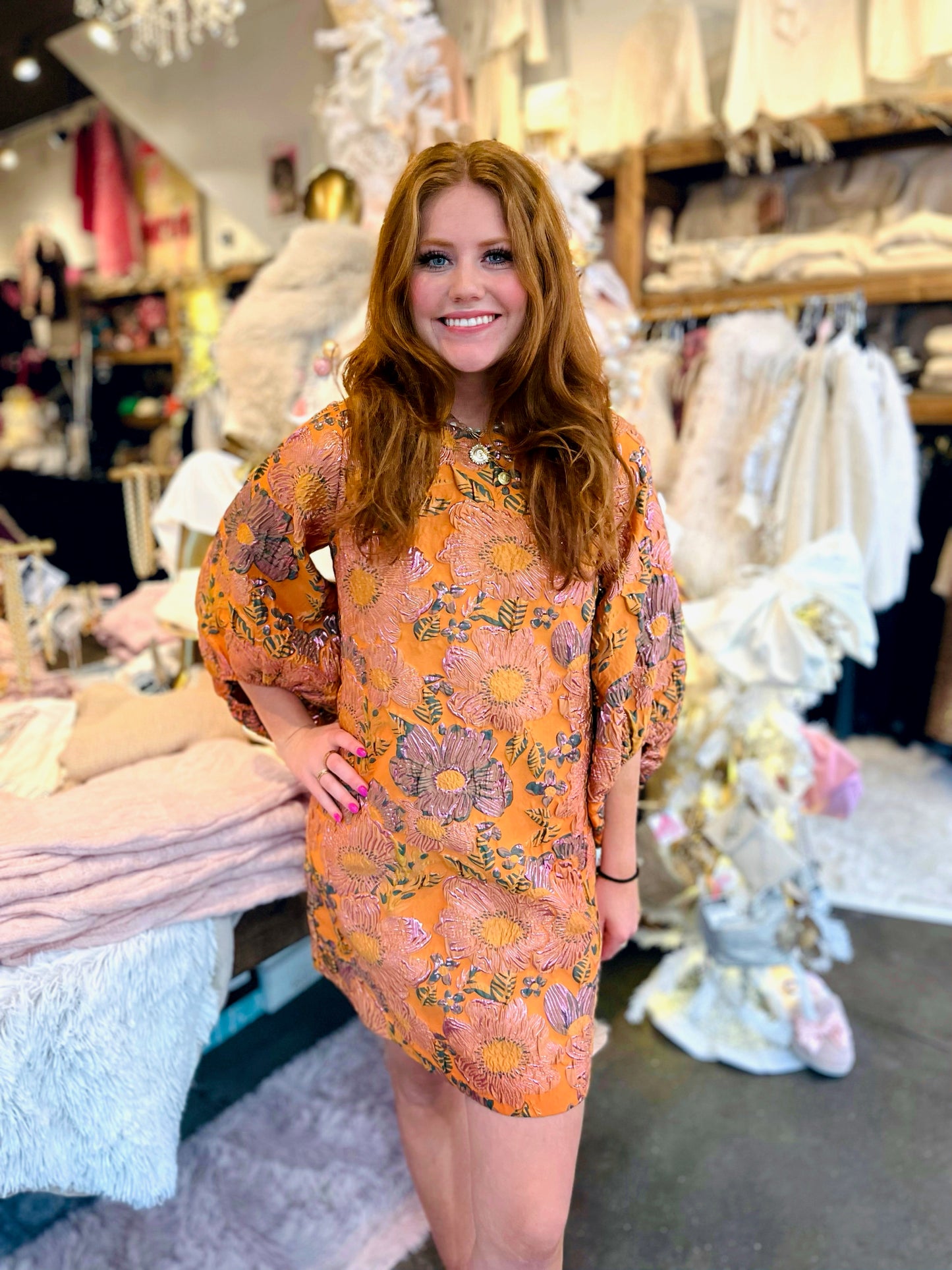 Ivy Jane Russet Brocade Shift Dress