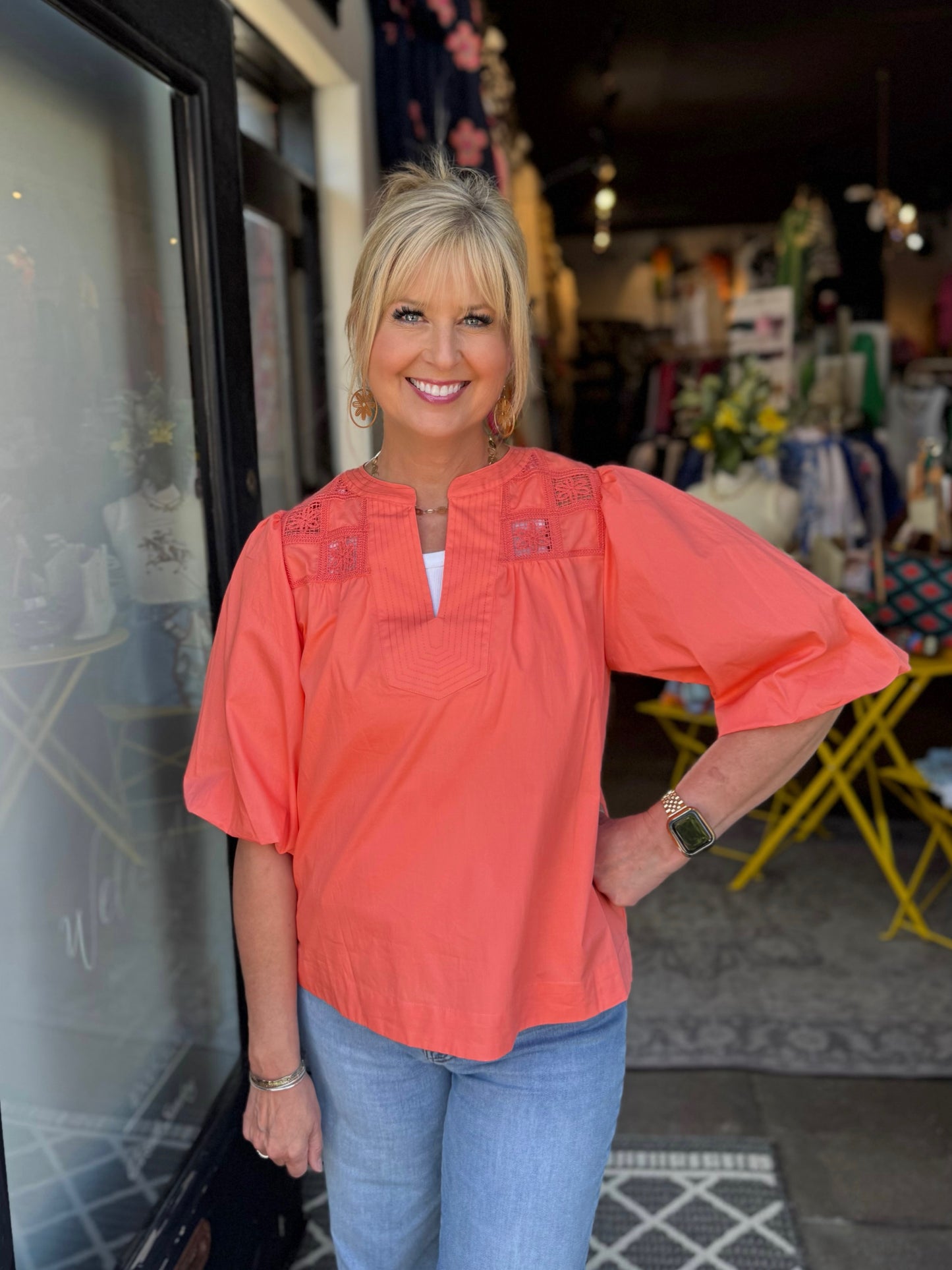 Tru Luxe Coral Crochet Detail Popover