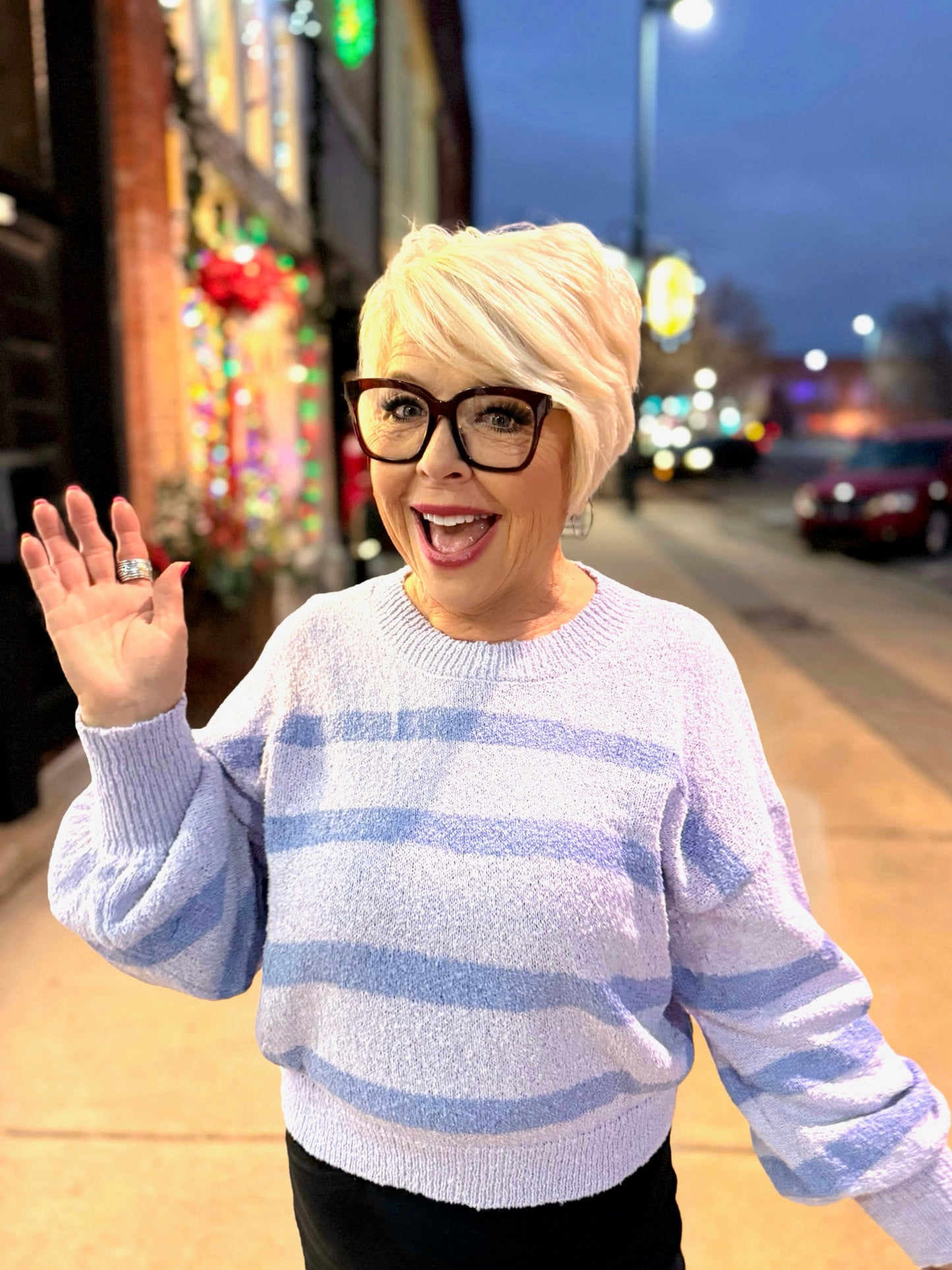 Lilac Stripe Sweater W1856