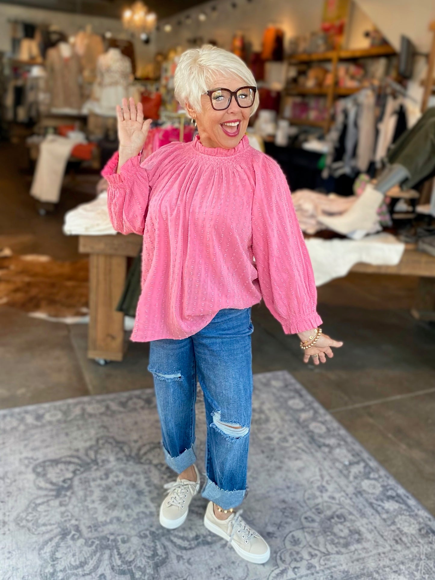 Ivy Jane Pink Clip and Stripe Top