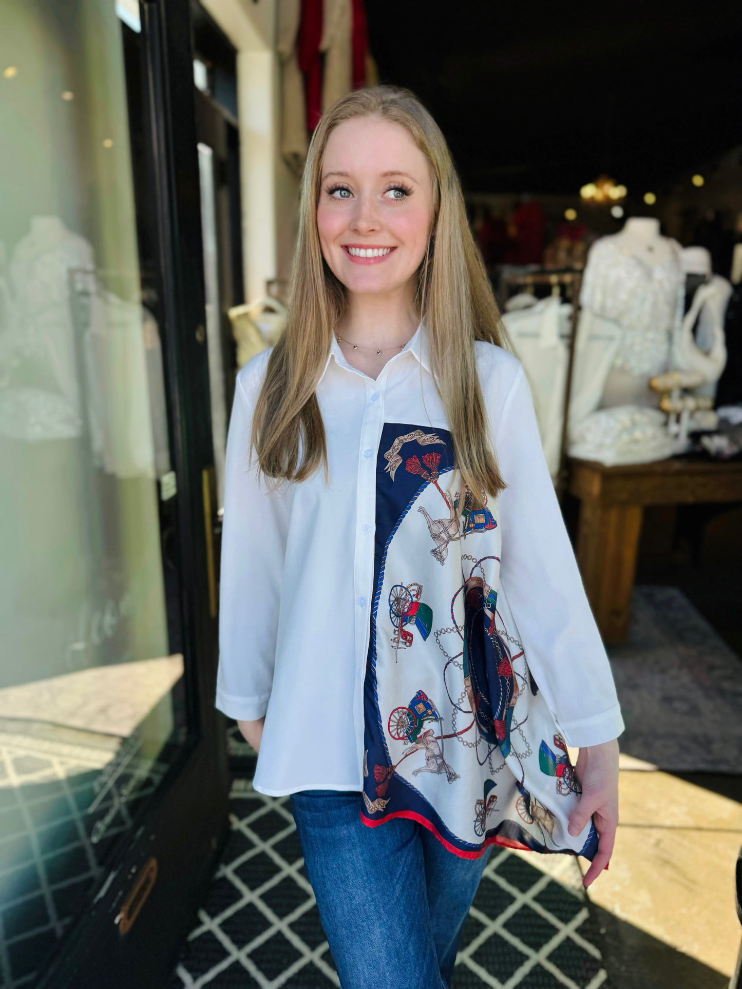 Joh White Jess Asymmetric Top With Print