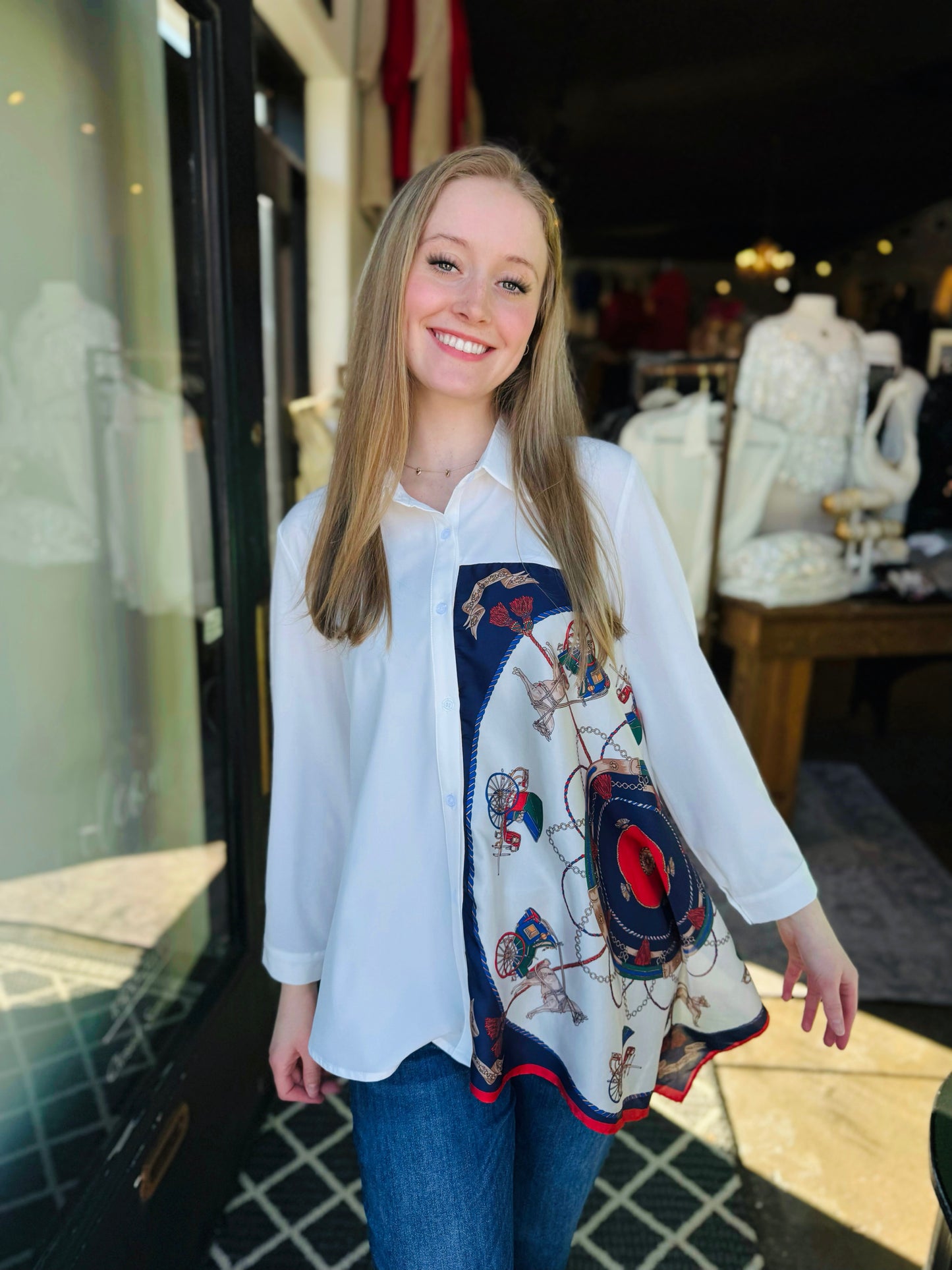 Joh White Jess Asymmetric Top With Print