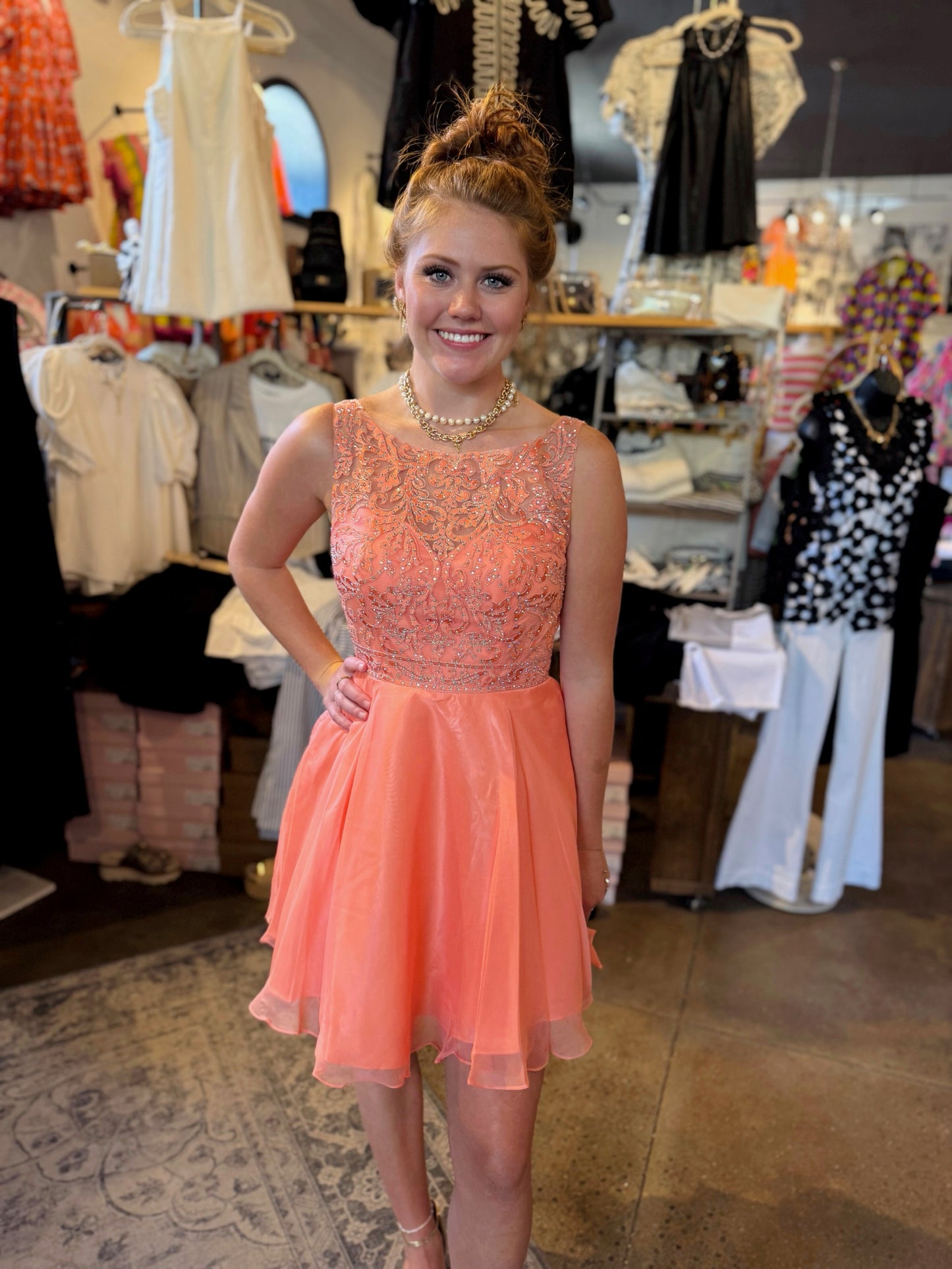 Juliet #771 Coral M Short Dress