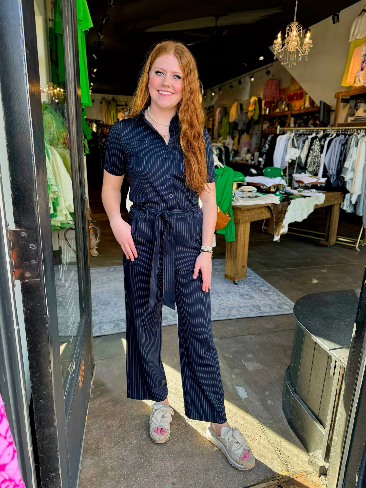 With Black Kylie Jumpsuit Eclipse Pinstripe