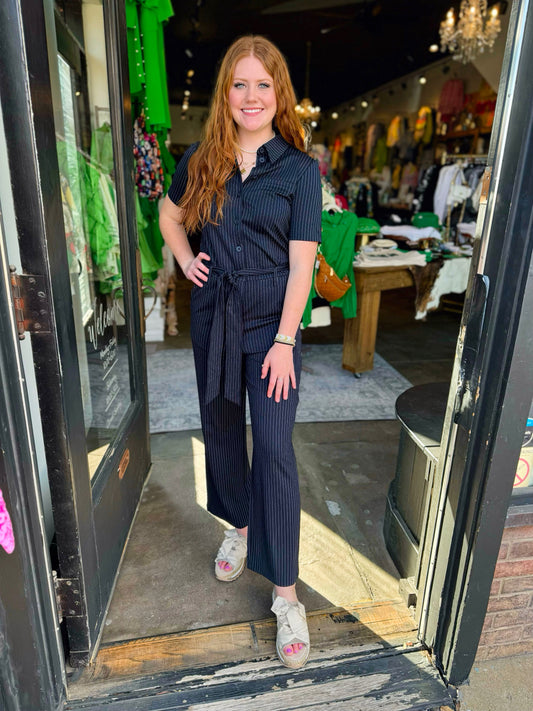 With Black Kylie Jumpsuit Eclipse Pinstripe