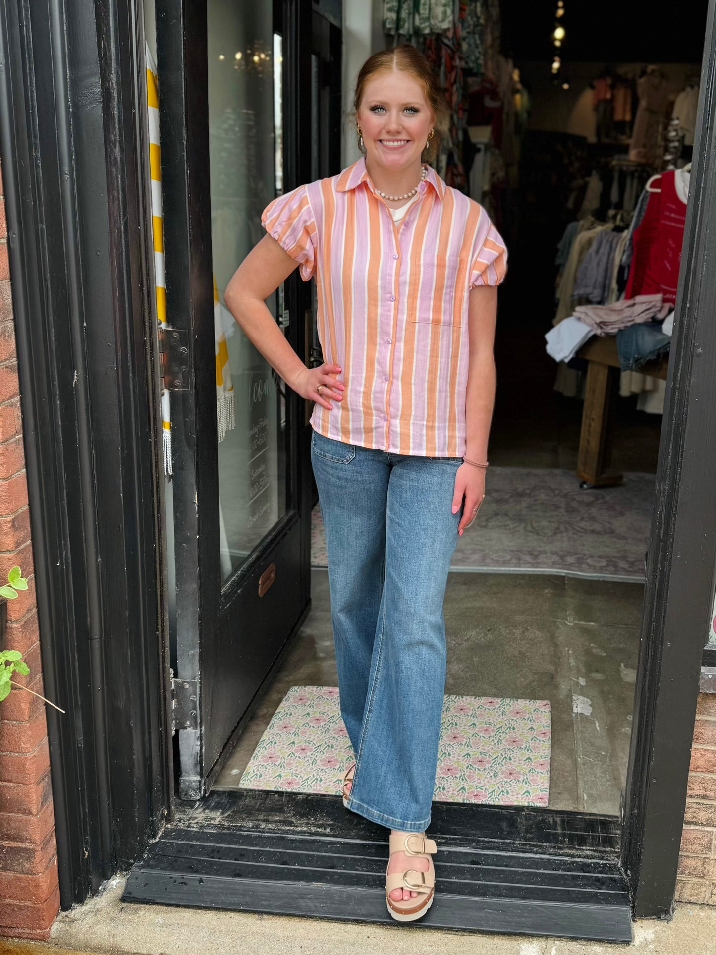Ivy Jane Striped Gauze Camp Shirt 650444