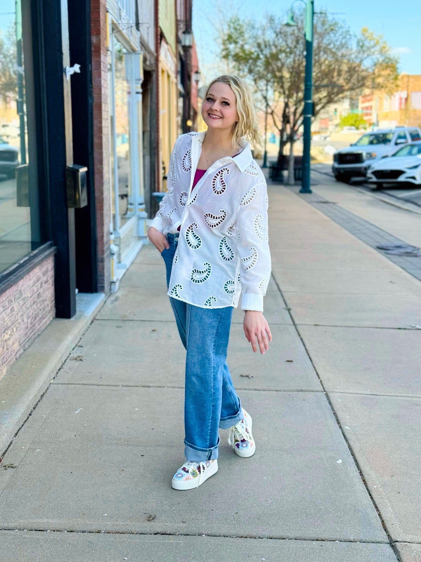 Ravel White Paisley Blouse