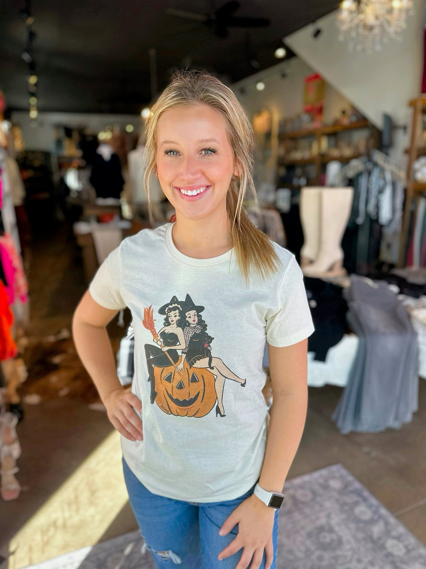 Witch Sisters Tee in Ivory