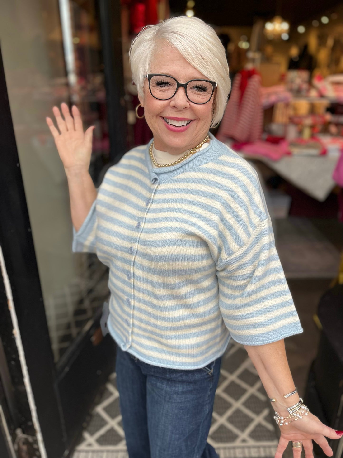 Light Blue Stripe Cardigan