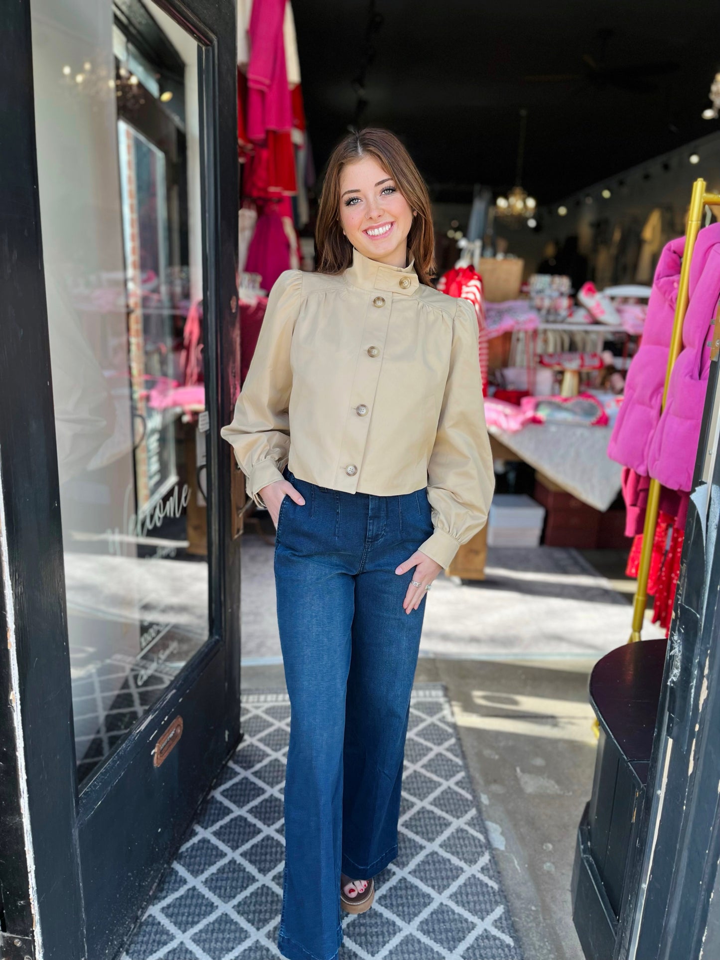 Habitual British Tan Cropped Swing Jacket