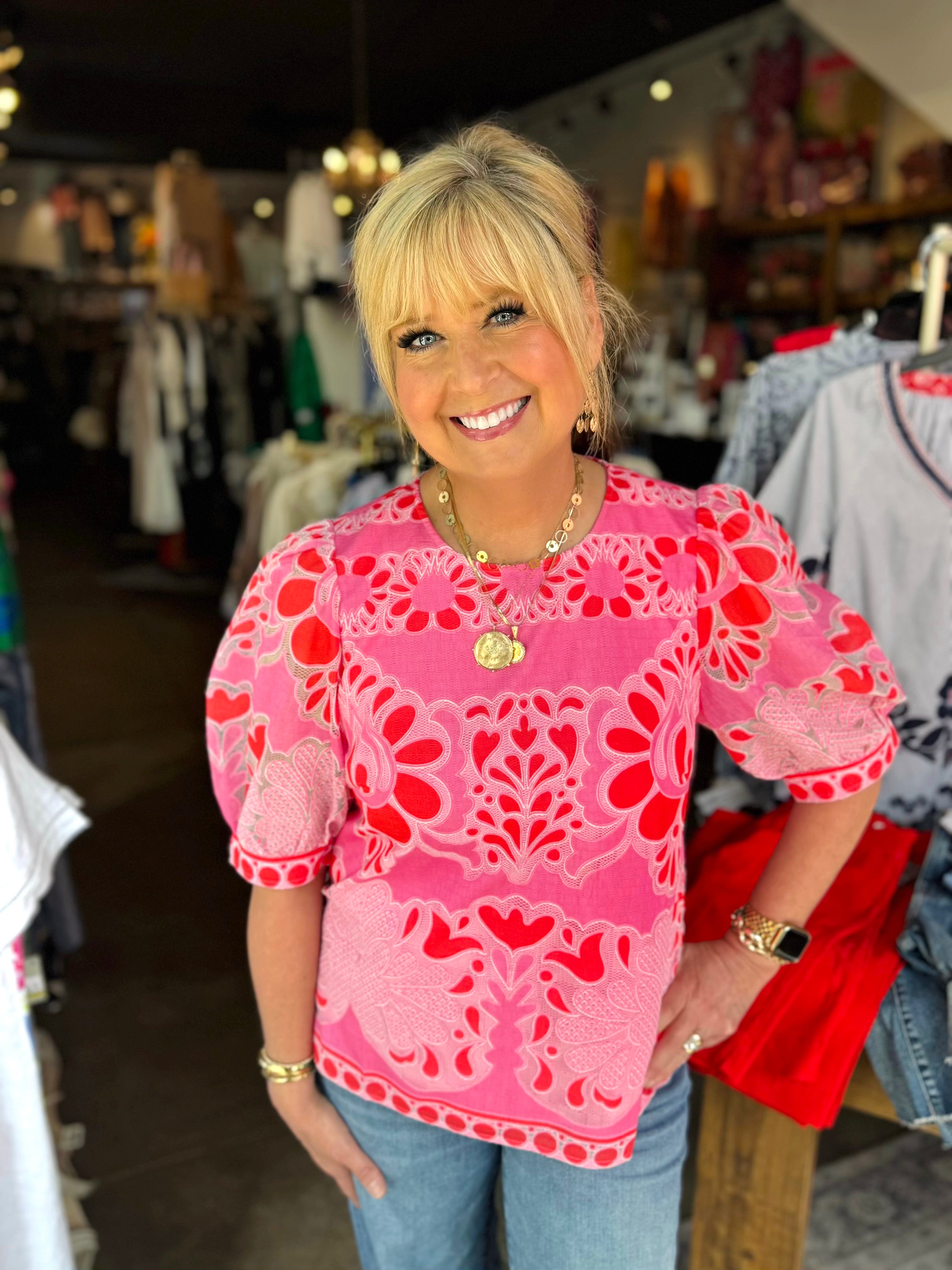 JADE 78E6574-3 PINK PETAL LACE TOP – Amelias
