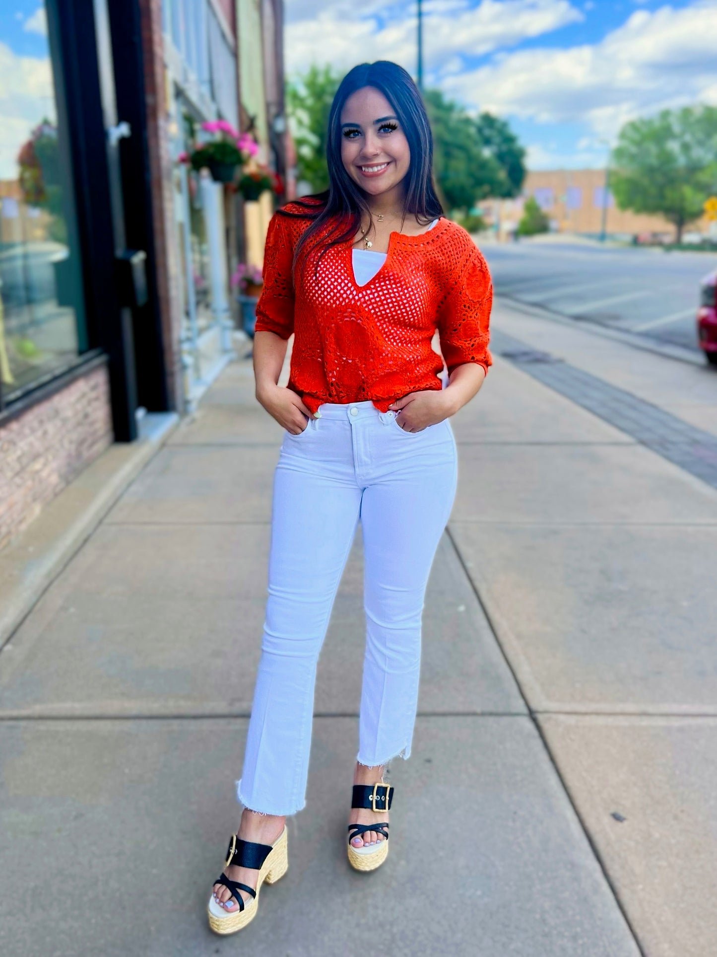 Another Love Pimento Crochet Top