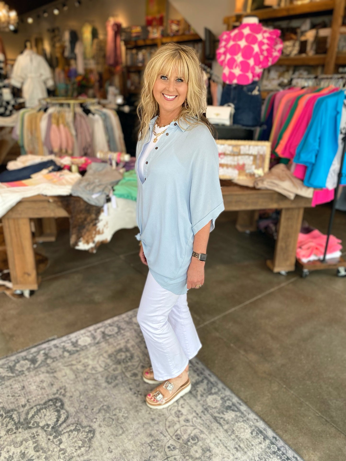 Henley Tee- Blue