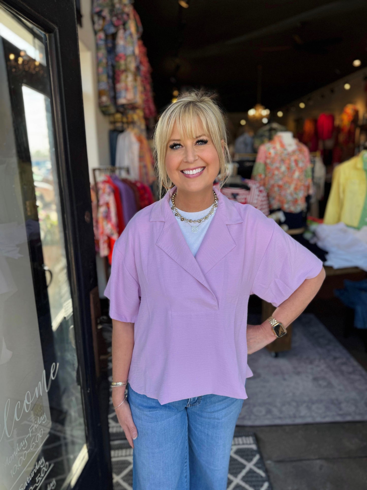 Ivy Jane Orchid Folded Hem Popover