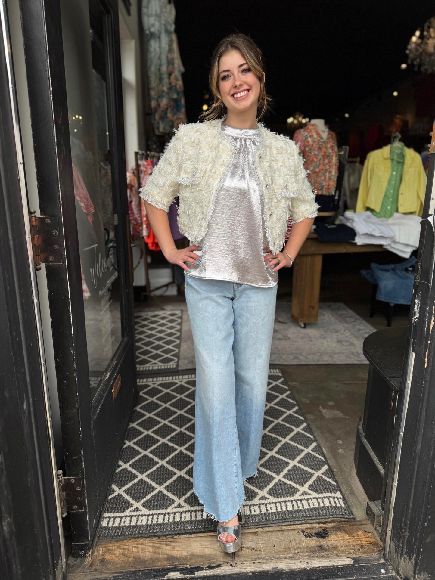 LILI Sidonio Silver Halter Top