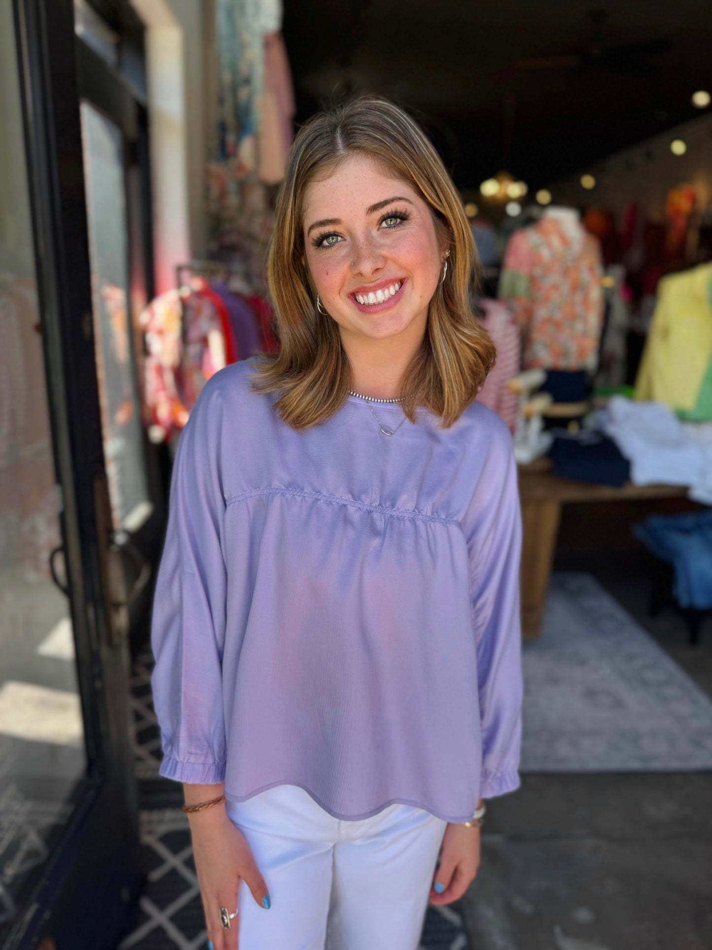 Joy Joy Lilac Batwing Pullover Top