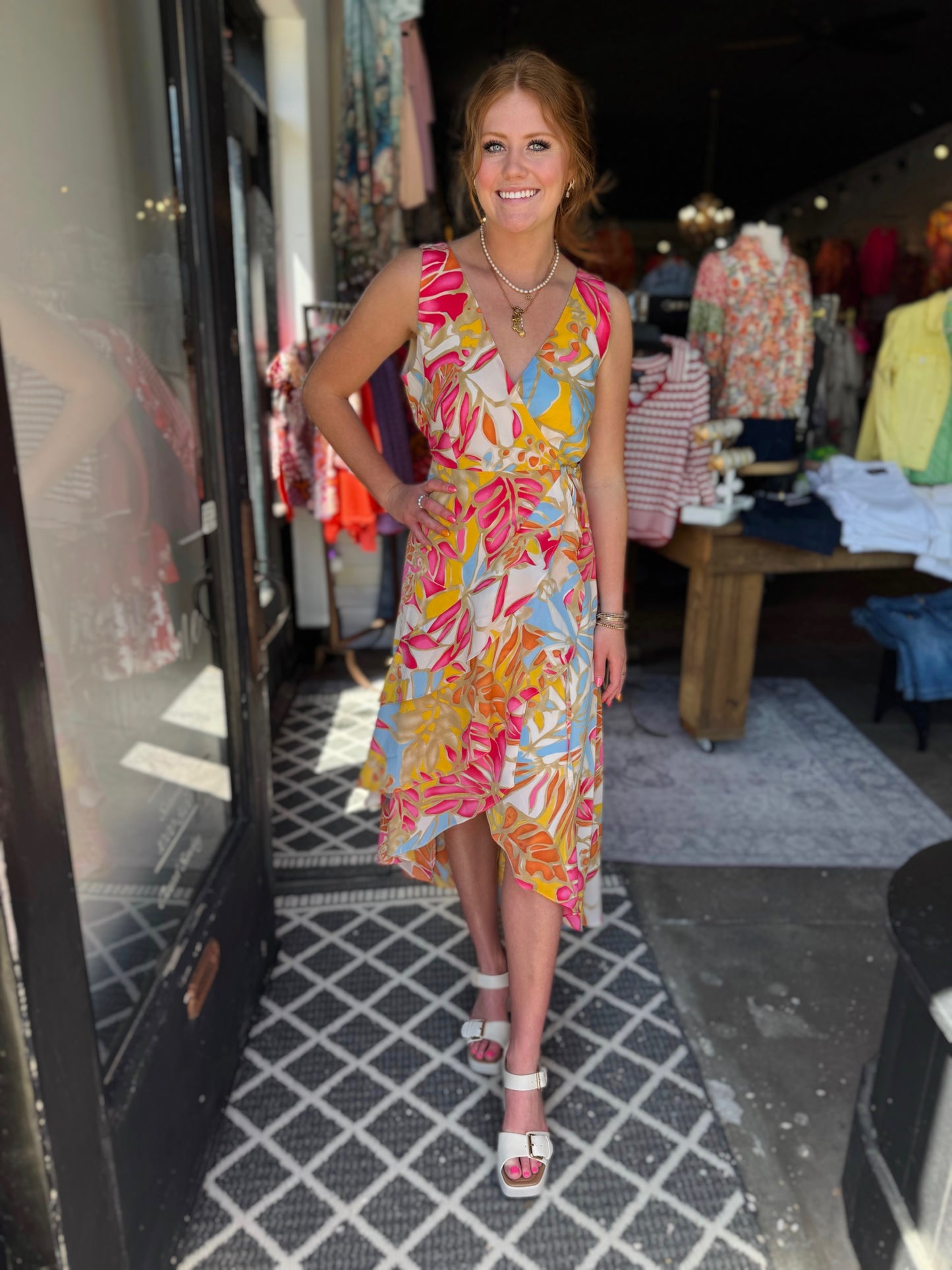 Jade Island Breeze Ruffles Side Wrap Dress