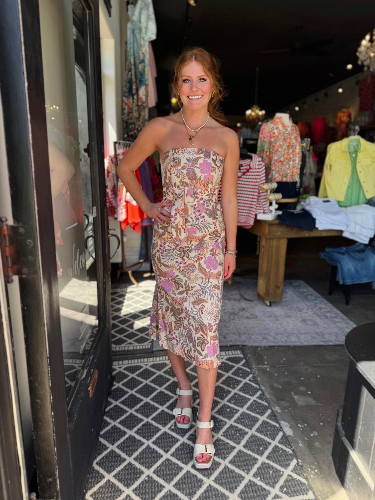 Jade Jungle Tiger Belted Tube Dress