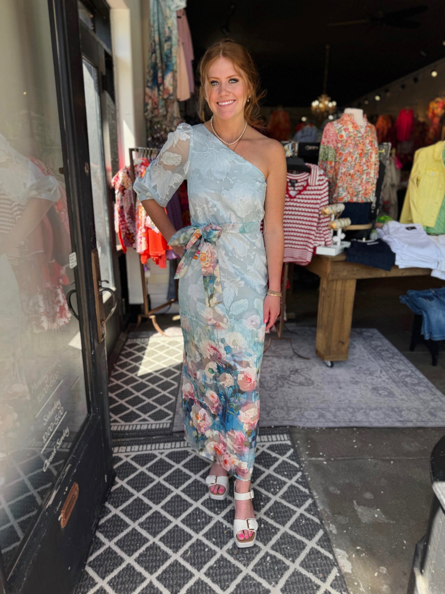 Jade Paint Gard One Shoulder Column Dress