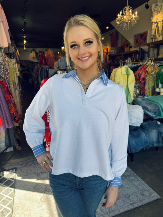 FDJ White Mix Media Sweatshirt