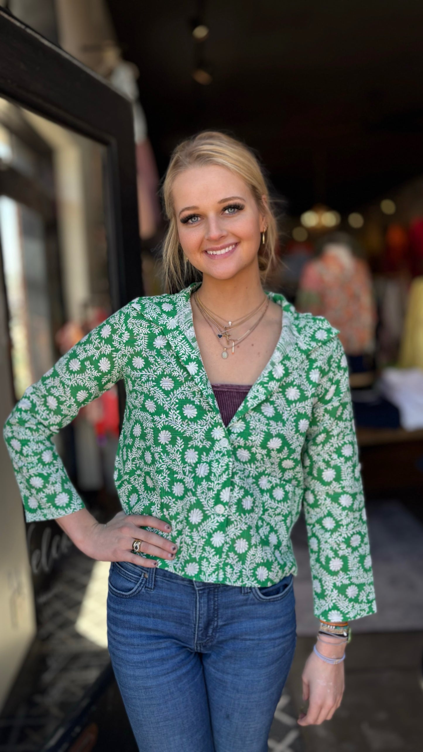 Trisha Tyler Green Short Daisy Jacket 11708