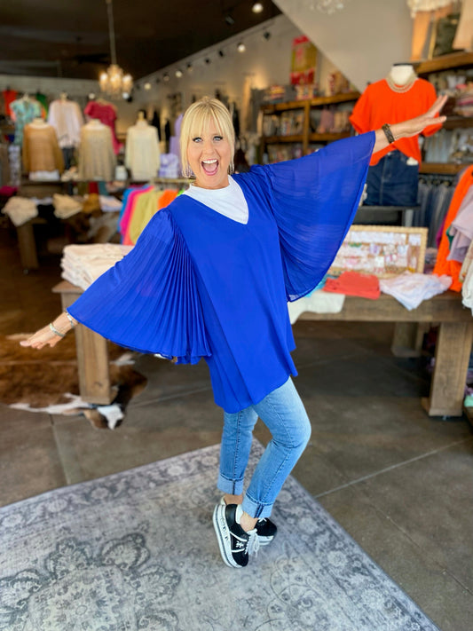 Rowan Plus Size Royal Pleated Sleeve Blouse