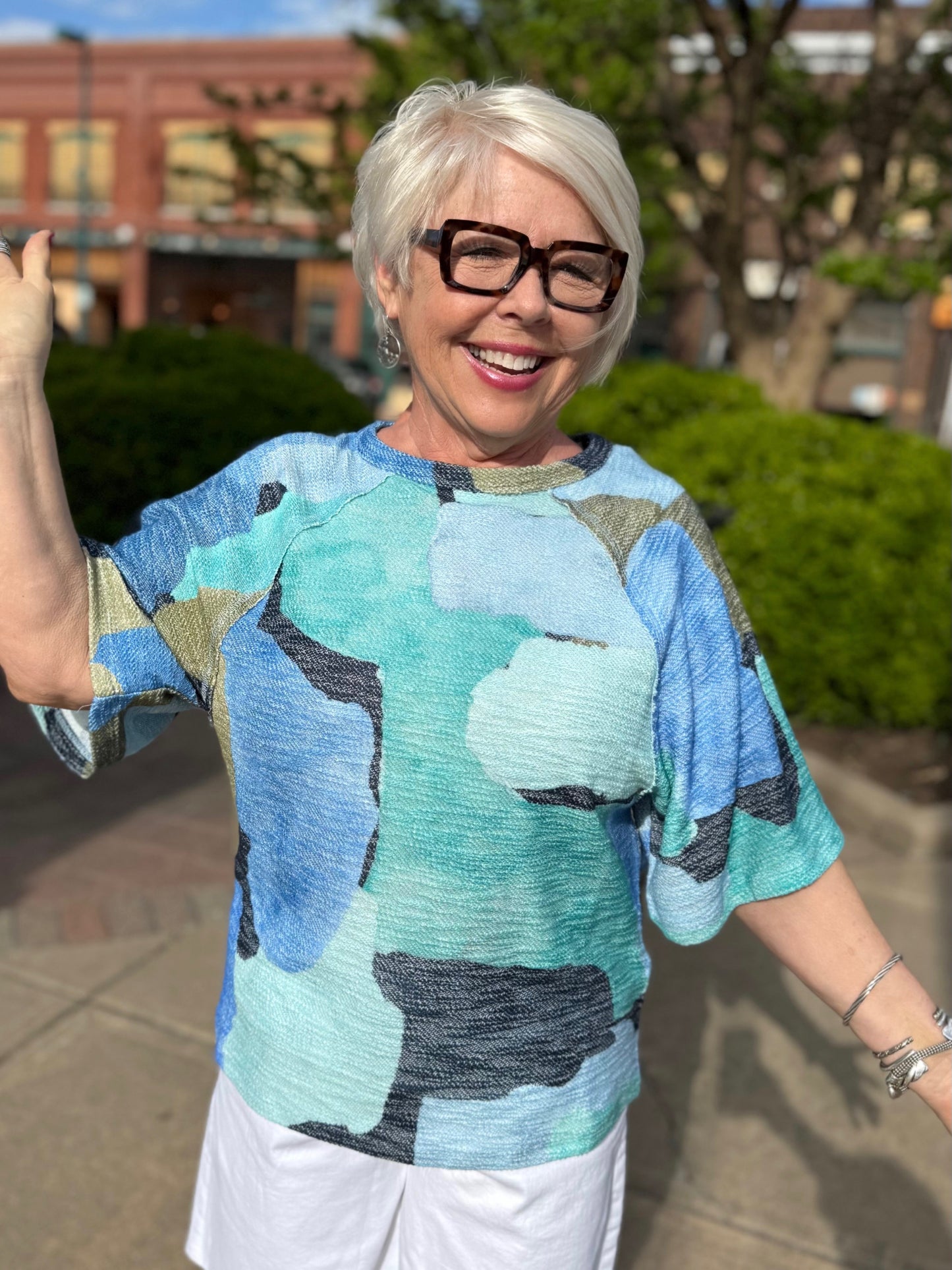 FDJ Tidal Pool Printed Top