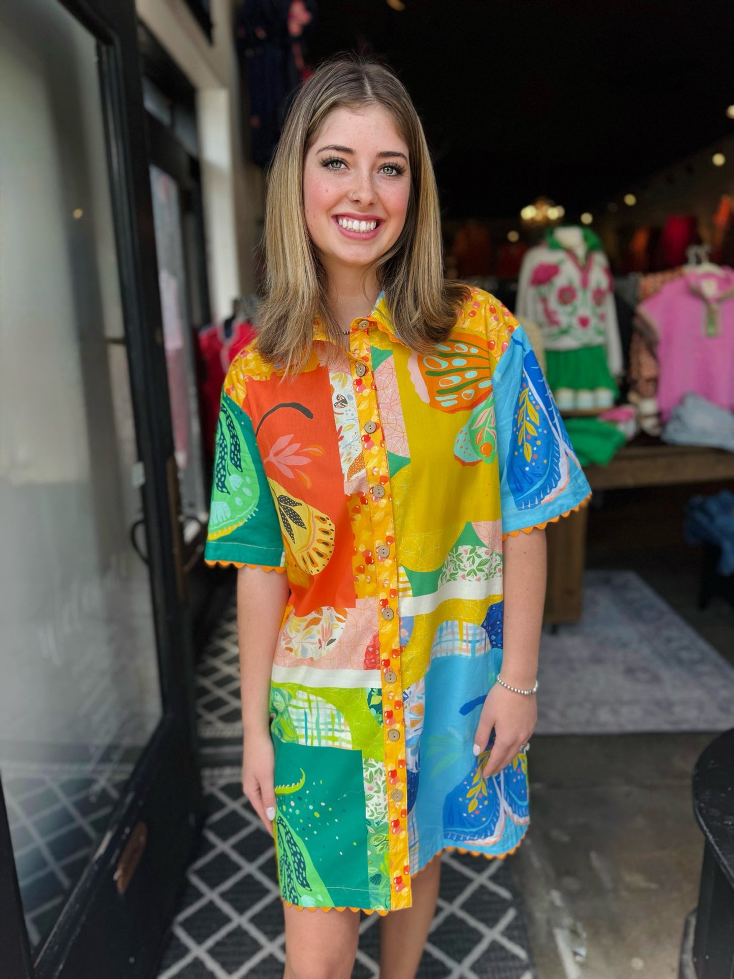 Uncle Frank Multi Butterfly Block Party Dress