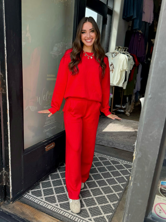 Spanx AE Red Wide Leg Track Pant