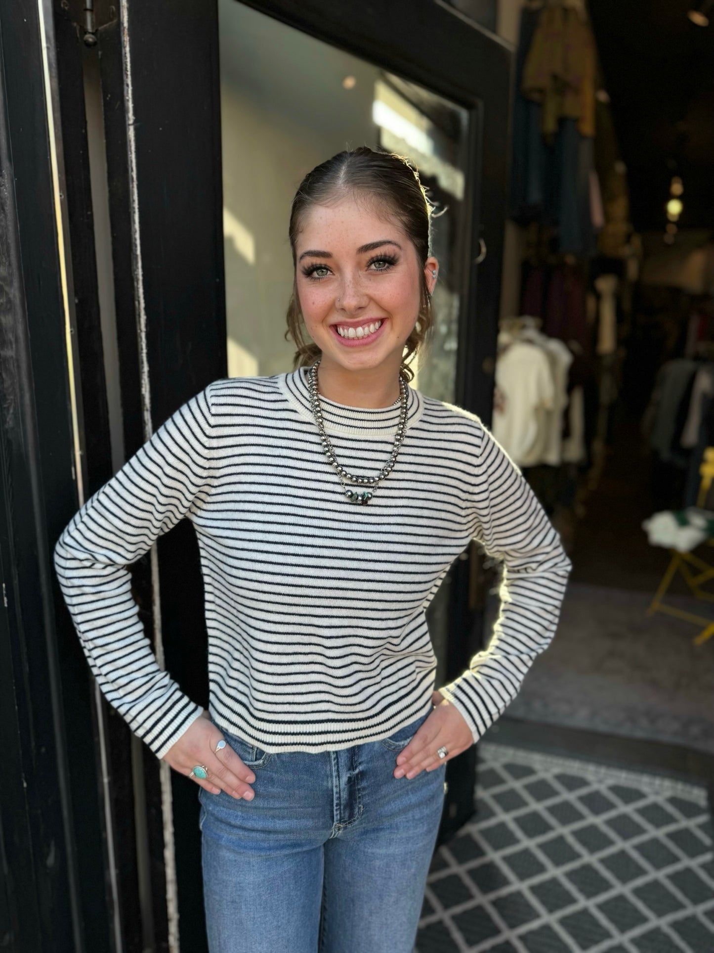 KLD White Stripe Sweater 45328