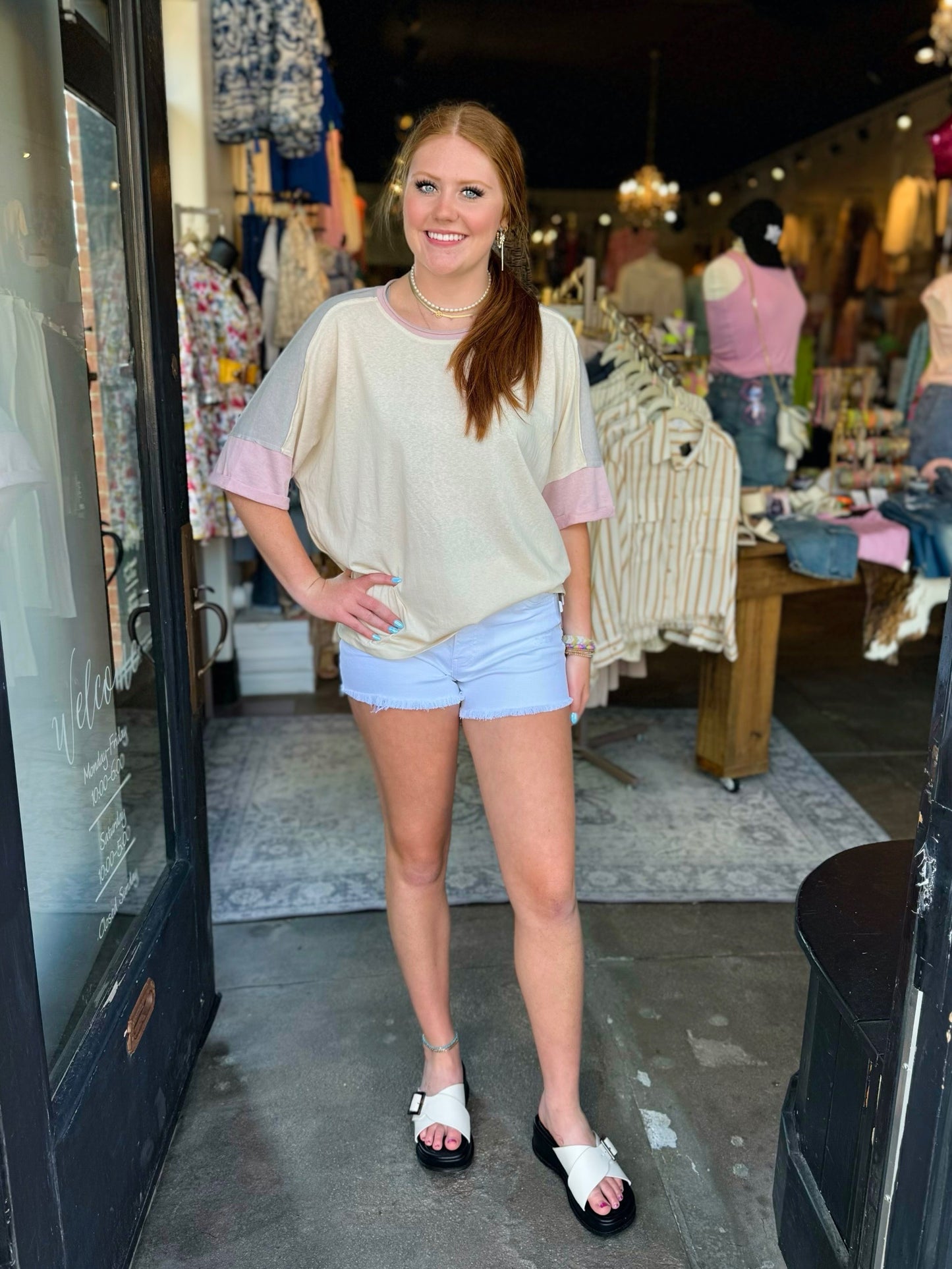 Amelias Lavender Color Block Tee