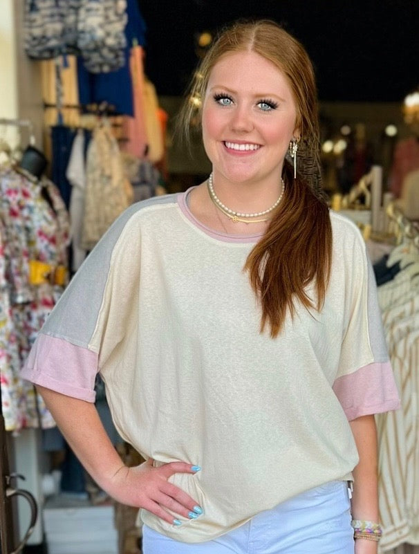 Amelias Lavender Color Block Tee