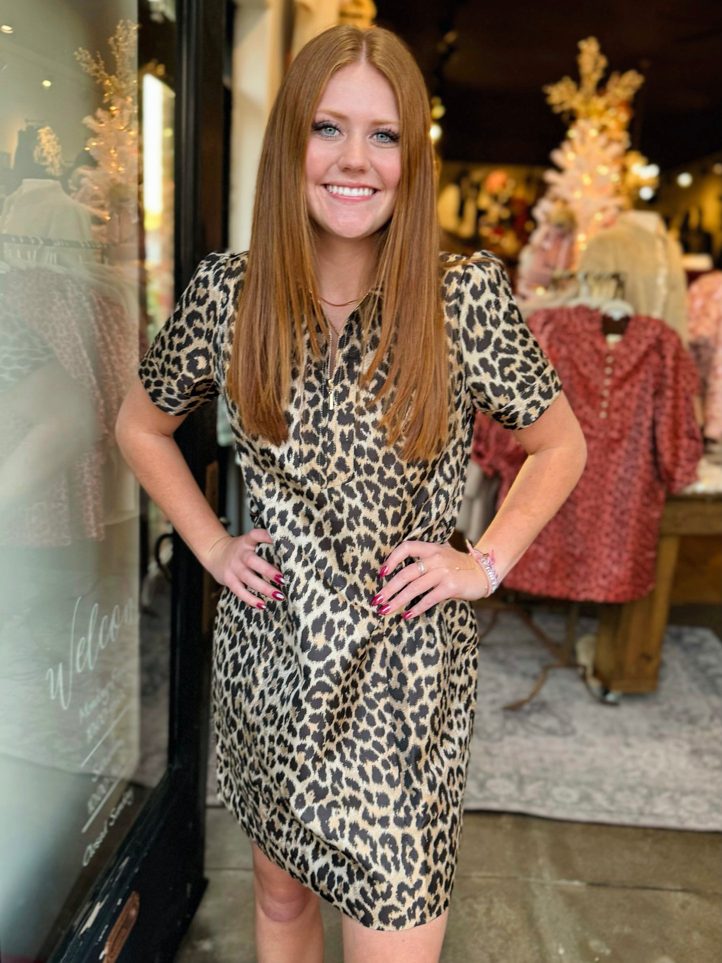 Jade & Joy Joy Leopard Front Fitted Dress