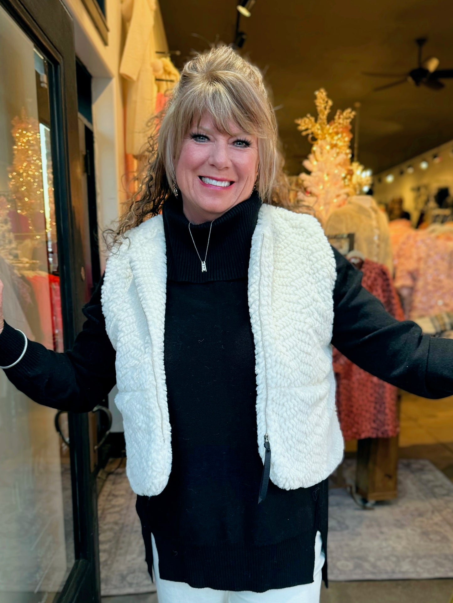 Trisha Tyler White Faux Fur Vest
