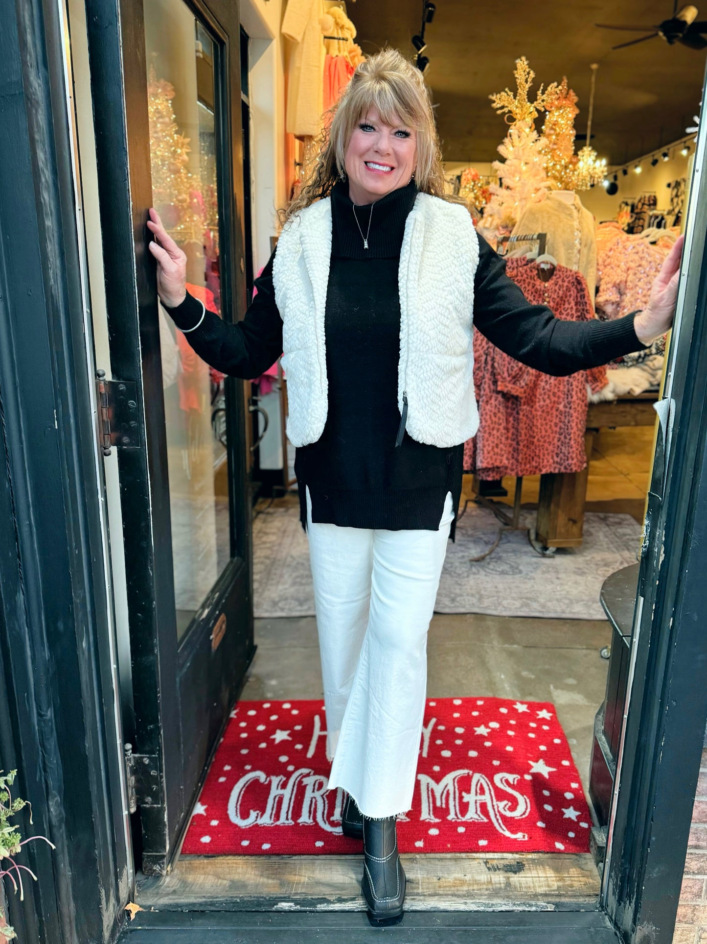 Trisha Tyler White Faux Fur Vest