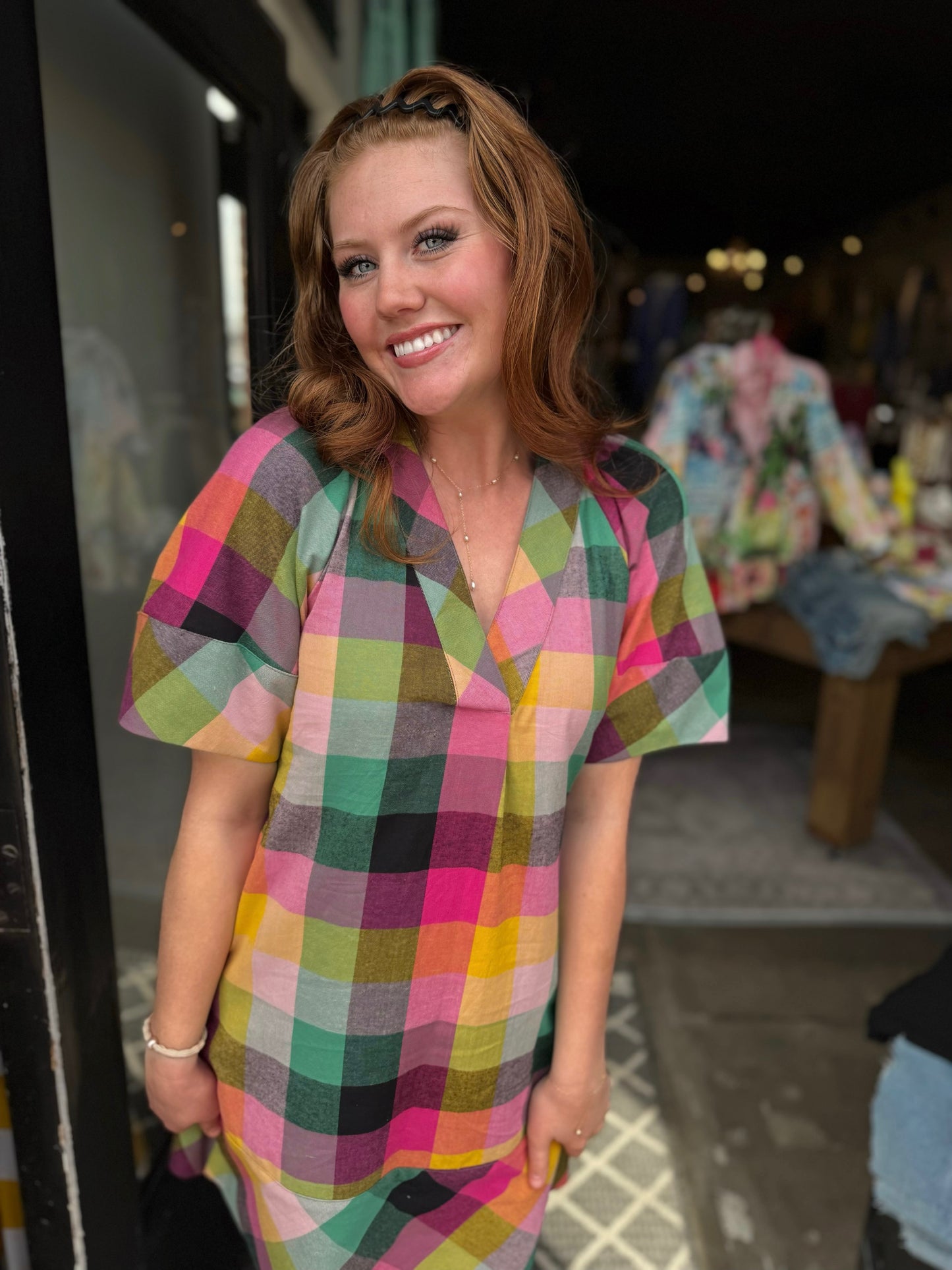 Uncle Frank Checked Shift Dress Multi 74650